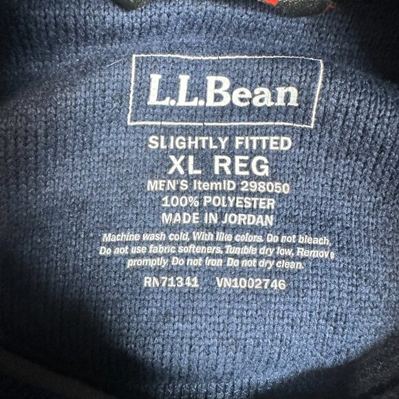 LL Bean Mens Sweater Fleece Pullover Blue 1/4 Snap Slightly Fitted Size XL - Picture 10 of 14